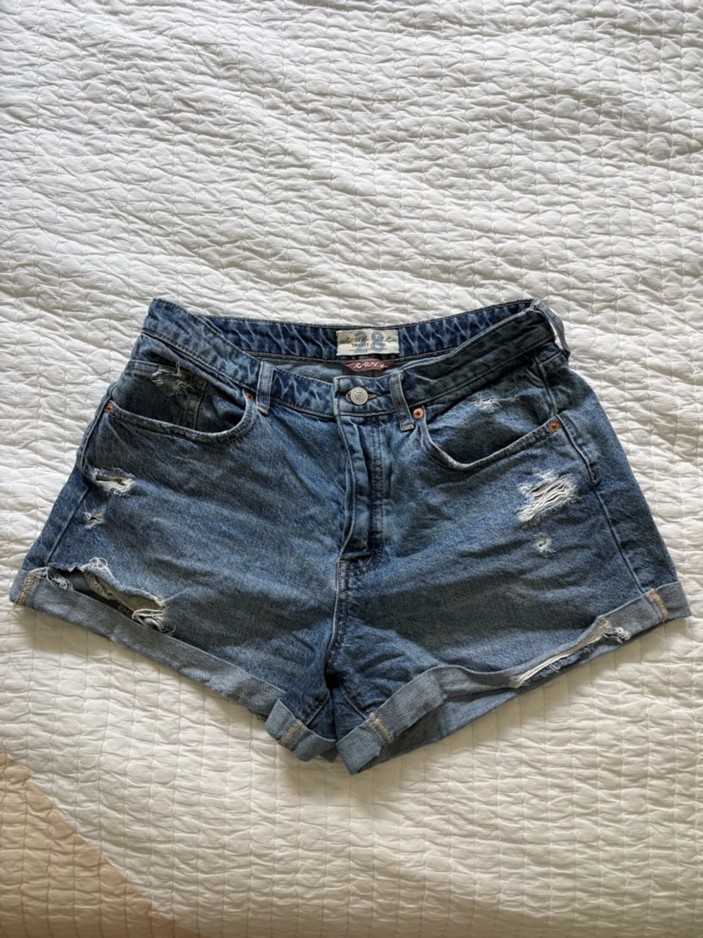 Free People CRVY Distressed Denim Shorts